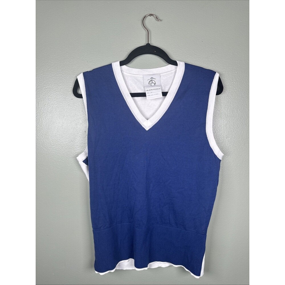 Black Fleece By Brooks Brothers Cotton Pullover Navy Front w/‎ White Trim Sz BB2